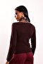 Brown Ornamental Buttoned V-Neck Knitwear 6603 - 6