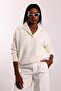 Ecru Stand Collar Buttoned Sweater 251361 - 4