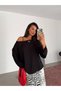 Women's Off Shoulder Boat Neck Oversize Long Sleeve T-Shirt - 3