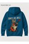 Rock&Roll Written Guitar Playing Cute Rocker Cat Written Back Printed Unisex 100% Cotton 3 Yarn Winter Hooded Kangaroo Pocket Basic Sweatshirt (Hoodie)