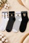 4 Pairs of Women's Seamless Teddy Bear Patterned Short Socks