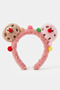Colorful Pompom Plush Hair Crown with Chocolate Cookie Figures - Fun Makeup and Face Washing Crown - 2