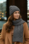 Women's Winter Wool Knitwear Scarf Beanie Set - 4