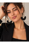 Handmade Black Glitter Chiffon Fabric Hoop Earrings - Statement Style - Limited Edition - 3