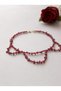 Garnet Natural Stone Gothic Necklace - Red Garnet Stone, Scallop Lace Collar Form - 2
