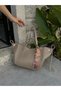 Women's Special Design Hand and Shoulder Bag with Scarf and Wallet Detail