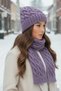Women's Winter Wool Scarf and Beanie Set - 2