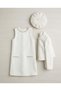 Buxe White Crew Neck Stoned Girls' Tweed Dress - 3