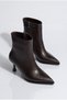 Pointed Toe Thin Heeled Women's Leather Boots - 4