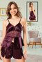 Women's Satin Pajama Set with Plum Straps and Shorts Vr.Ms.31.17.001
