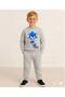 Boy's Blue Sonic Printed Long Sleeve 3 Thread Shardedon Winter Sweatshirt / Tracksuit Set