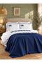 Knitwear Blanket Navy Blue Elephant Embroidered 100% Cotton Double 7-Piece Duvet Cover Set - 2