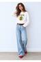 100% Cotton Oversize Fit Sweet Matcha Printed - Crew Neck Long Sleeve T-Shirt - 3