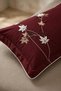 Autumn Colors Leaf Embroidery 100% Cotton, Double Burgundy Bedding Set 6 Pieces - 3