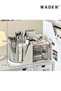 WAOKN 360° Rotating Desk Organizer with 2 Drawers, Dustproof Stationery Storage Box , Minimalist - 2