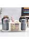 Rotating Desk Organizer, Desktop stationery storage with 2 Pen Holders, 10-Slot Pencil Holder + 3 - 5
