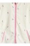 Ecru Stand Collar Embroidered Women's Plush Pajama Top - 7