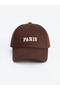 Brown Paris Embroidered Women's Cap Hat - 2