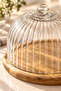 Clara Bamboo Base Glass Lid Cake Pan, Pastry Pan and Presentation Plate 22 cm - 2