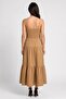 Women Solid Midi Dress, Brown - 4