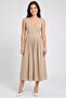 Women Solid Maxi Dress, Beige