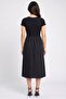 Women Knitted Plain Midi Dress, Black - 4