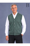Relaxed Fit Front Buttoned Winter Wool Green Men's Dad Vest with Pockets - 6