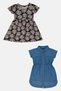 Toddlers Girl 2 Pcs Textured Dress, Multicolor - 2