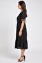 Women Textured Midi Dress, Black - 3
