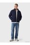 Navy Blue Relax Fit High Collar Men's Puffer Jacket - 2