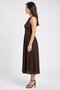 Women Shirred Maxi Dress, Dark Brown - 3