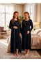 New Season Black Ribbed Nursing Feature Full Length 100% Cotton Winter Long Sleeve Special Design Maternity Pajamas Nightgown Set