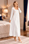 Mecit 6411 ecru lace detailed women's morning gown nightgown set - 3
