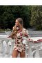 Rose Patterned Draped Mini Dress - 3