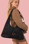 Women's Suede Ring Detailed Zippered Shoulder Bag – Large Casual Model - 2