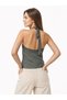 Women's Green Sleeveless Halter Neck Slim Fit Blouse K.Kol - 5