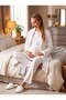 New Season Ecru Jacquard Shawl Collar 100% Cotton Winter Long Sleeve Breastfeeding Feature Special Design Maternity Pajama Set 3-Piece Set - 7