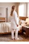 New Season Ecru Jacquard Shawl Collar 100% Cotton Winter Long Sleeve Breastfeeding Feature Special Design Maternity Pajama Set 3-Piece Set - 2