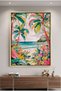 Vibrant Tropical Palm Tree Nature Wall Art | Portrait Framed Canvas Print | Luxury Modern Botanical Decor for Living Room