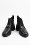 Tordes Medium Rubber Buckle Side Zipper Genuine Leather Women's Boots Black Skin - 3