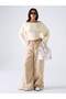 Metal Detailed Boat Neck Draped Long Sleeve Crop Blouse - 6