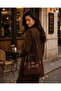 Bitter Brown Suede Women's Shoulder Bag with Long Strap Crossbody and Handbag - 4