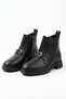 Tordes Medium Rubber Buckle Side Zipper Genuine Leather Women's Boots Black Skin - 7