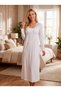 New Season Ecru Luxury Boxed Lace Embroidered Nursing Feature 100% Cotton Special Design Long Sleeve Maternity Nightgown Set - 2