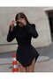 Padded Crop Blouse Asymmetrical Skirt Set - 5