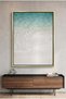 Minimalist Aqua Seafoam Nature Wall Art | Portrait Framed Canvas Print | Luxury Modern Botanical Decor for Living Room