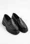 Selar Belted Genuine Leather Women's Loafer Ballerina Black Skin - 7