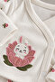 Rabbit Embroidered Floral Patterned Baby Girl 3-Piece Hospital Discharge Set – with Gloves - 2