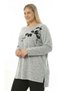 Oversize Ball-Cut Flower-Detail Soft Fabric Blouse - 3