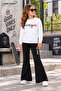 Winter, Spring, and Autumn Girls' Black Spanish Flared Bottoms and White Sweat Top